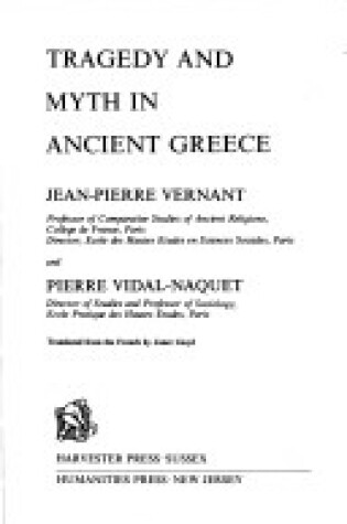 Cover of Tragedy and Myth in Ancient Greece