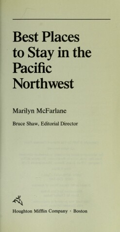 Book cover for Best Places to Stay in the Pacific North-west