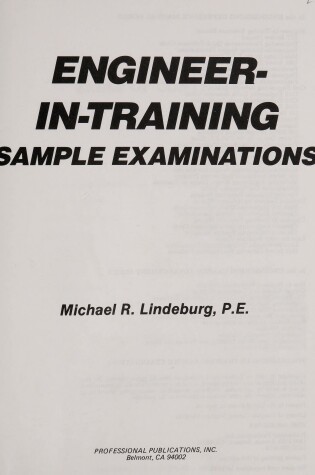 Cover of Engineer-In-Training Sample Examinations