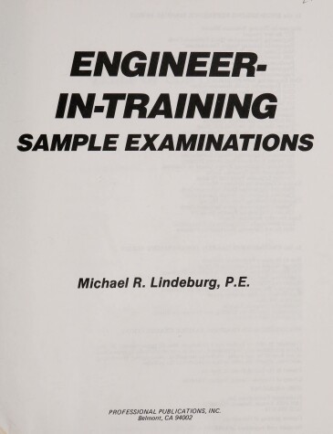 Book cover for Engineer-In-Training Sample Examinations