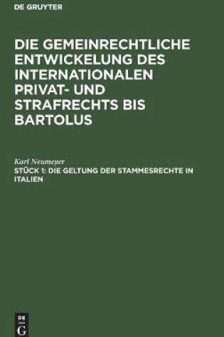 Cover of Die Geltung Der Stammesrechte in Italien