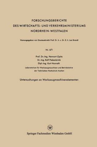 Cover of Untersuchungen an Werkzeugmaschinenelementen