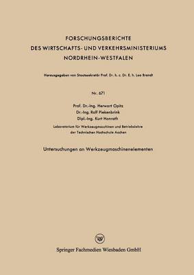 Cover of Untersuchungen an Werkzeugmaschinenelementen
