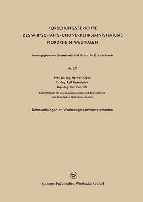 Book cover for Untersuchungen an Werkzeugmaschinenelementen