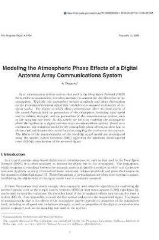 Cover of Modeling the Atmospheric Phase Effects of a Digital Antenna Array Communications System