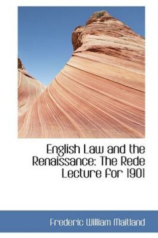 Cover of English Law and the Renaissance