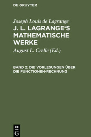 Cover of Die Vorlesungen UEber Die Functionen-Rechnung