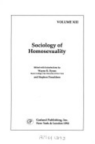 Cover of Sociology of Homosexuality