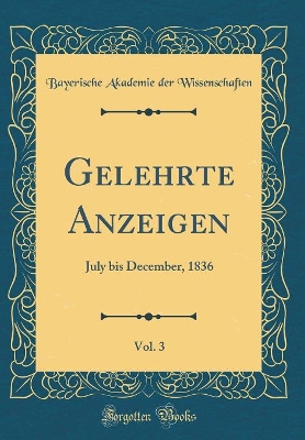 Book cover for Gelehrte Anzeigen, Vol. 3