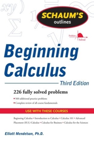 Cover of Schaum's Outline of Beginning Calculus, Third Edition