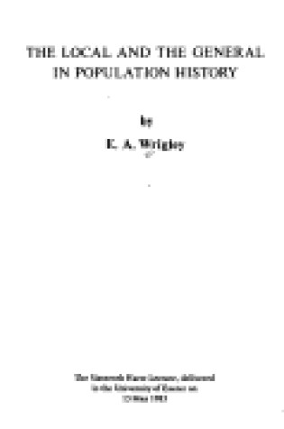 Cover of Local and the General in Population History