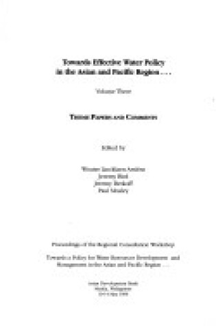 Cover of Towards Effective Water Policy/Volume 3