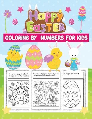 Book cover for Happy Easter coloring by numbers for kids