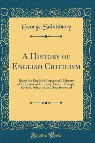 Cover of A History of English Criticism