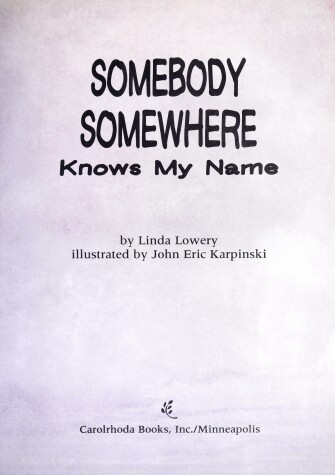 Book cover for Somebody Somewhere Knows My Name