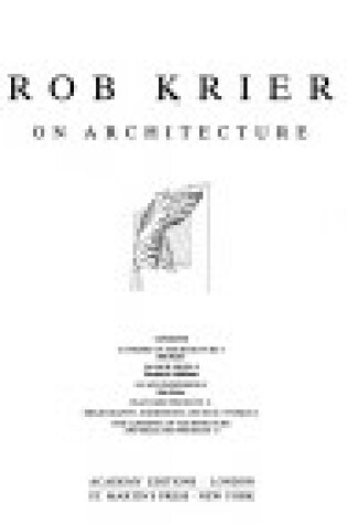 Cover of Rob Krier on Architecture