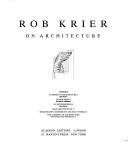 Book cover for Rob Krier on Architecture