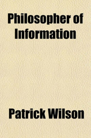 Cover of Philosopher of Information