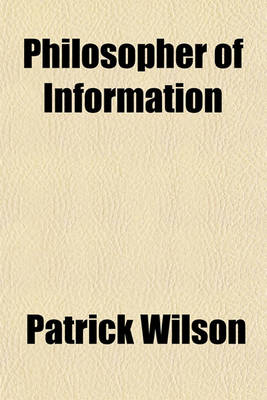 Book cover for Philosopher of Information