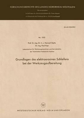 Cover of Grundlagen Des Elektroerosiven Schleifens Bei Der Werkzeugaufbereitung