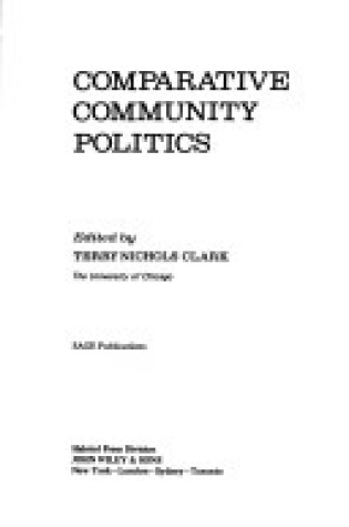 Cover of Comparative Community Politics