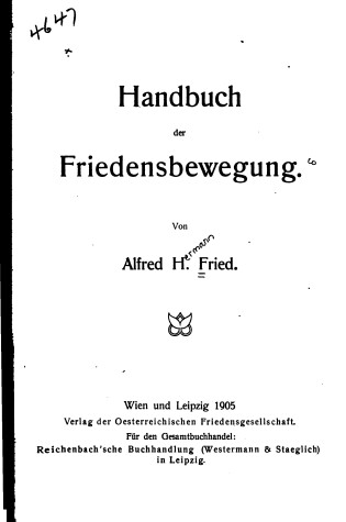 Cover of Handbuch Der Friedensbewg