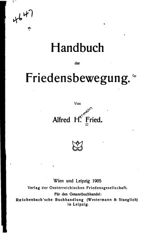 Cover of Handbuch Der Friedensbewg