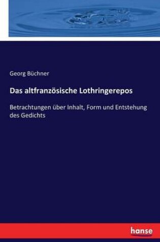 Cover of Das altfranzösische Lothringerepos