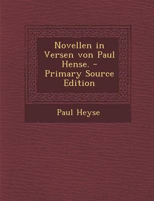 Book cover for Novellen in Versen Von Paul Hense. - Primary Source Edition