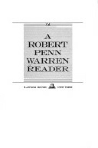 Cover of Robert Penn Warren Reader