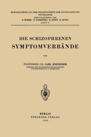 Cover of Die Schizophrenen Symptomverbande