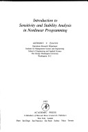 Book cover for Introduction to Sensitivity and Stability Analysis in Nonlinear Programming