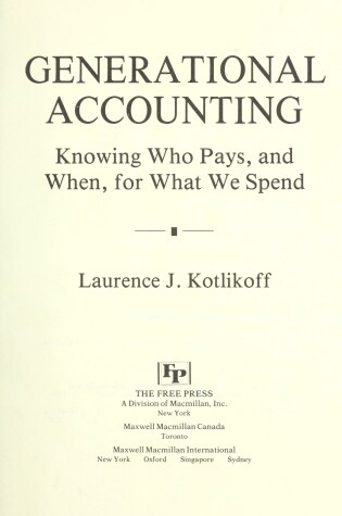 Cover of Generational Accounting