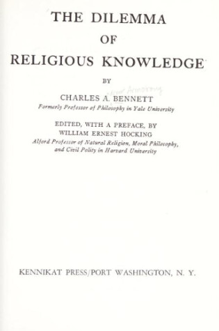 Cover of Dilemma of Religious Knowledge