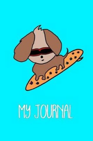 Cover of Cool Dog on Surfboard Kids Journal