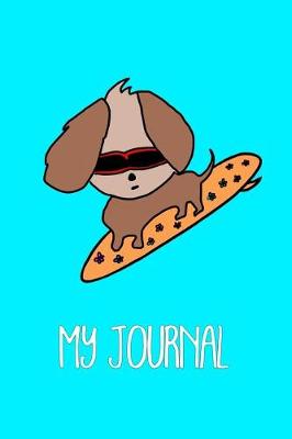 Book cover for Cool Dog on Surfboard Kids Journal