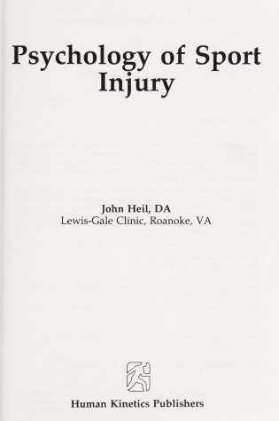 Cover of Psychology of Sport Injury