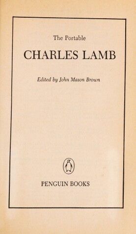 Book cover for The Portable Charles Lamb