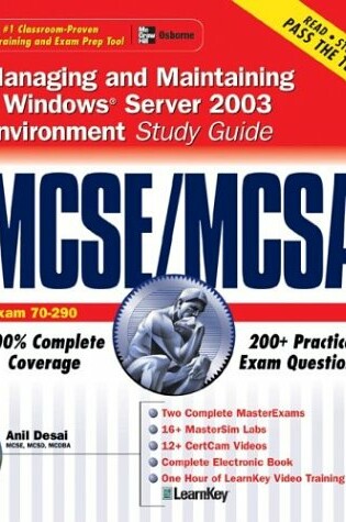 Cover of MCSE/McSa Windows (R) Server 2003 Environment Study Guide (Exam 70-290) with Microsoft Windows (R) Server 2003 180-Day Trial