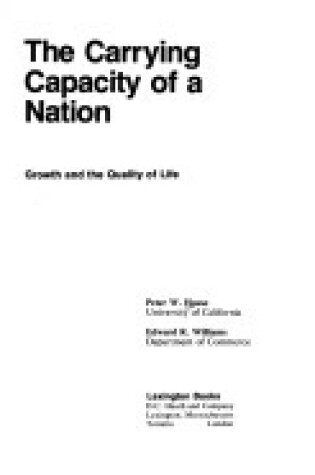 Cover of Carrying Capacity of a Nation