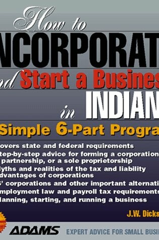Cover of How to Incorporate and Start a Business in Indiana