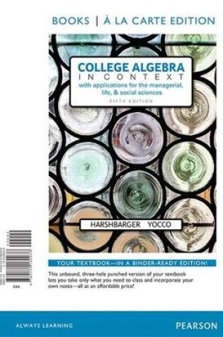 Cover of College Algebra in Context, Books a la Carte Edition