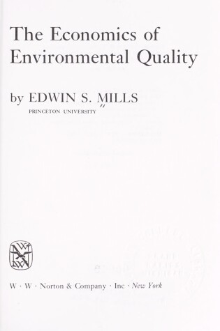 Cover of Economics of Environmental Quality