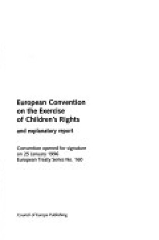 Cover of European Convention on the Exercise of Children's Rights