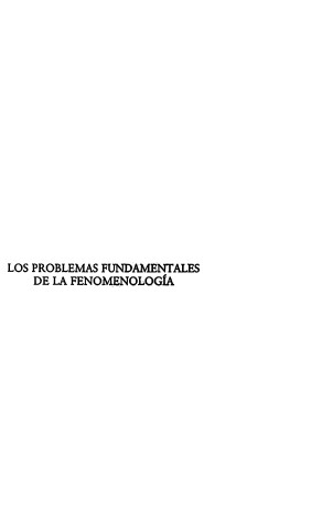 Book cover for Los Problemas Fundamentales de La Fenomenologia