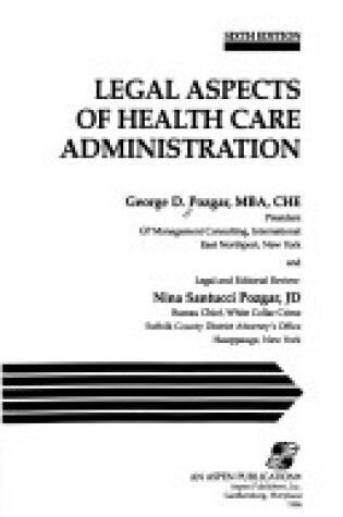 Cover of Legal Aspects of Health Care Administration