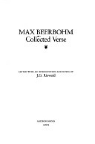 Cover of Max Beerbohm