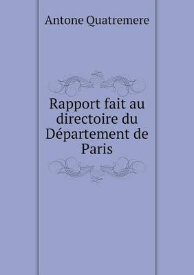 Book cover for Rapport fait au directoire du Département de Paris