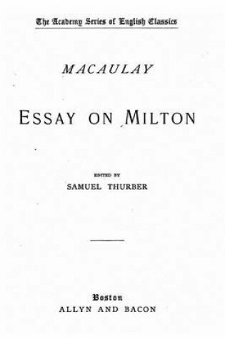 Cover of Essay on Milton