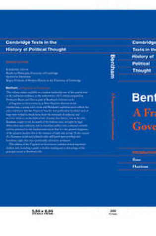 Cover of Bentham: A Fragment on Government